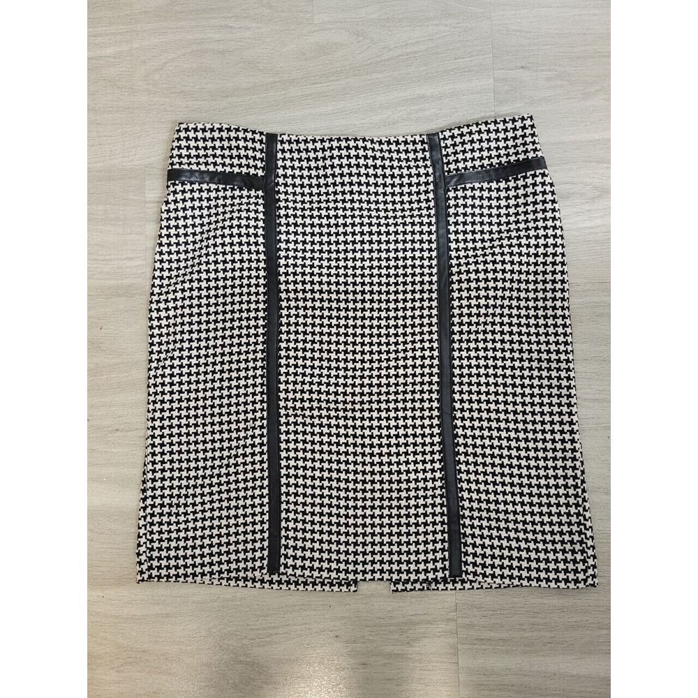 Cato Houndsooth Pleather Trim Mini‎ Skirt Women's 14 Large